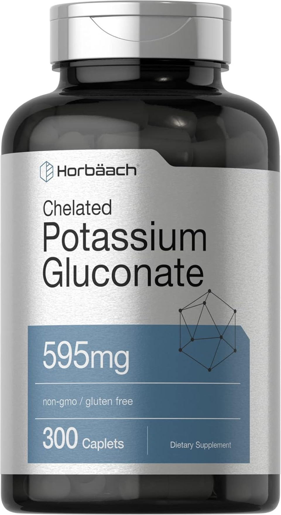 Horbã£Â¤Ach Chelated Potassium Gluconate Supplement 595Mg | 300 Count | Vegetarian, Non-Gmo, Gluten Free