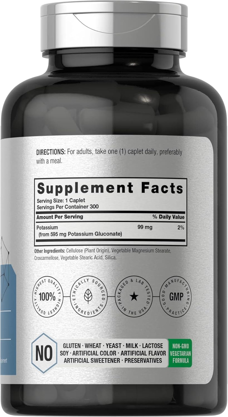 Horbã£Â¤Ach Chelated Potassium Gluconate Supplement 595Mg | 300 Count | Vegetarian, Non-Gmo, Gluten Free
