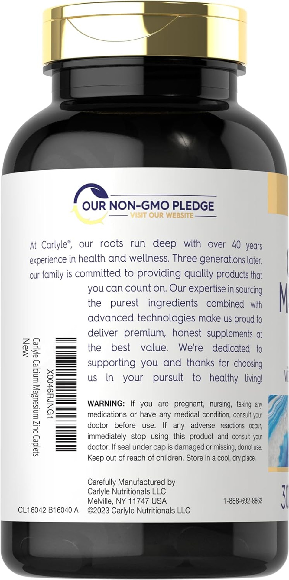 Carlyle Calcium Magnesium Zinc With Vitamin D3 And Boron | 300 Caplets | Vegetarian, Non-Gmo Supplement