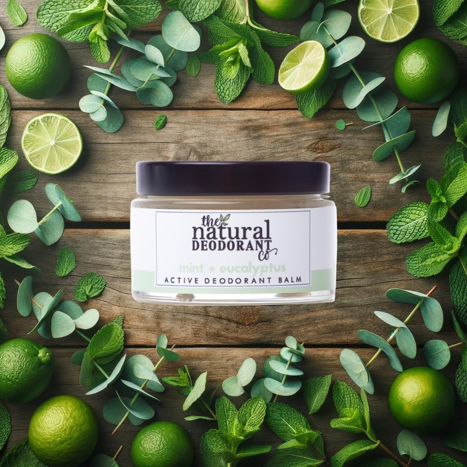 The Natural Deodorant Co, Active Deodorant Balm Mint & Eucalyptus 55g, Aluminium Free, Plastic Free, Extra Strength