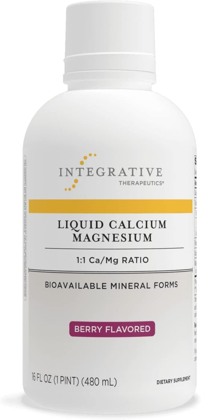 Integrative Therapeutics Liquid Calcium Magnesium - 1:1 Calcium To Magnesium Ratio - Mineral Supplement With Vitamin D3 - Bone Health Supplement For Men And Women* - 16 Fl Oz, Berry Flavored