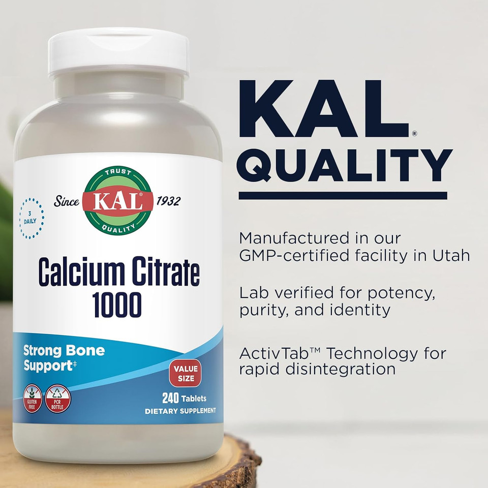 Kal Calcium Citrate, 1000 Mg, 90 Tabs