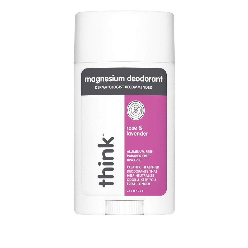 Think Magnesium Deodorant  Aluminum Free Under Arm Freshness  Non-Toxic & Long Lasting  Cruelty Free Deodorant With No Phthalates Or Parabens  Lavender Rose, 2.65Oz2.65 Ounce (Pack Of 1)