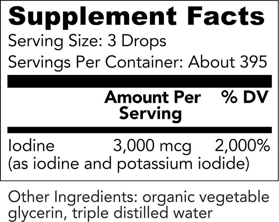 Organic Lugol'S Iodine, Iodine And Potassium Iodide 2% Solution 3000 Mcg - Liquid Supplement Drops For Thyroid Support For Women & Men, Metabolism Health, Detox Boost - Non-Gmo, 395 Servings (2 Oz)