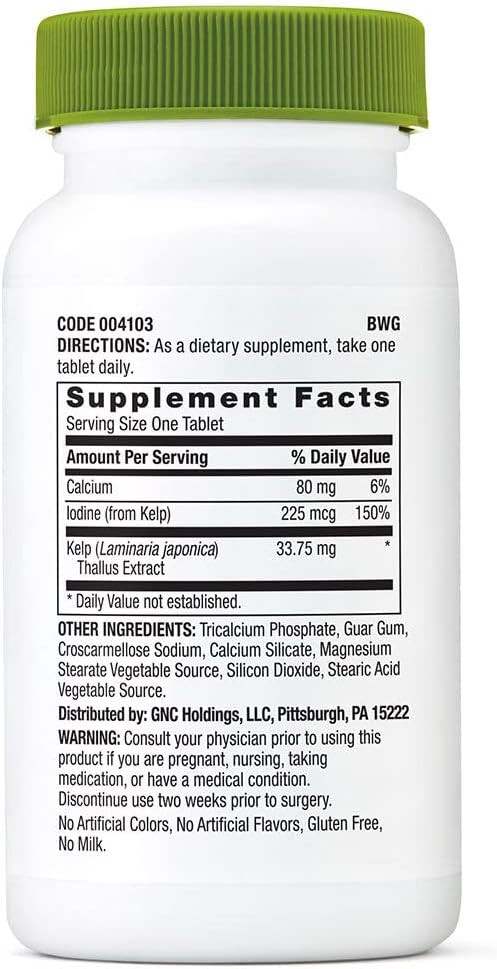 Gnc Superfoods Kelp - 180 Vegetarian Tablets (180 Servings)