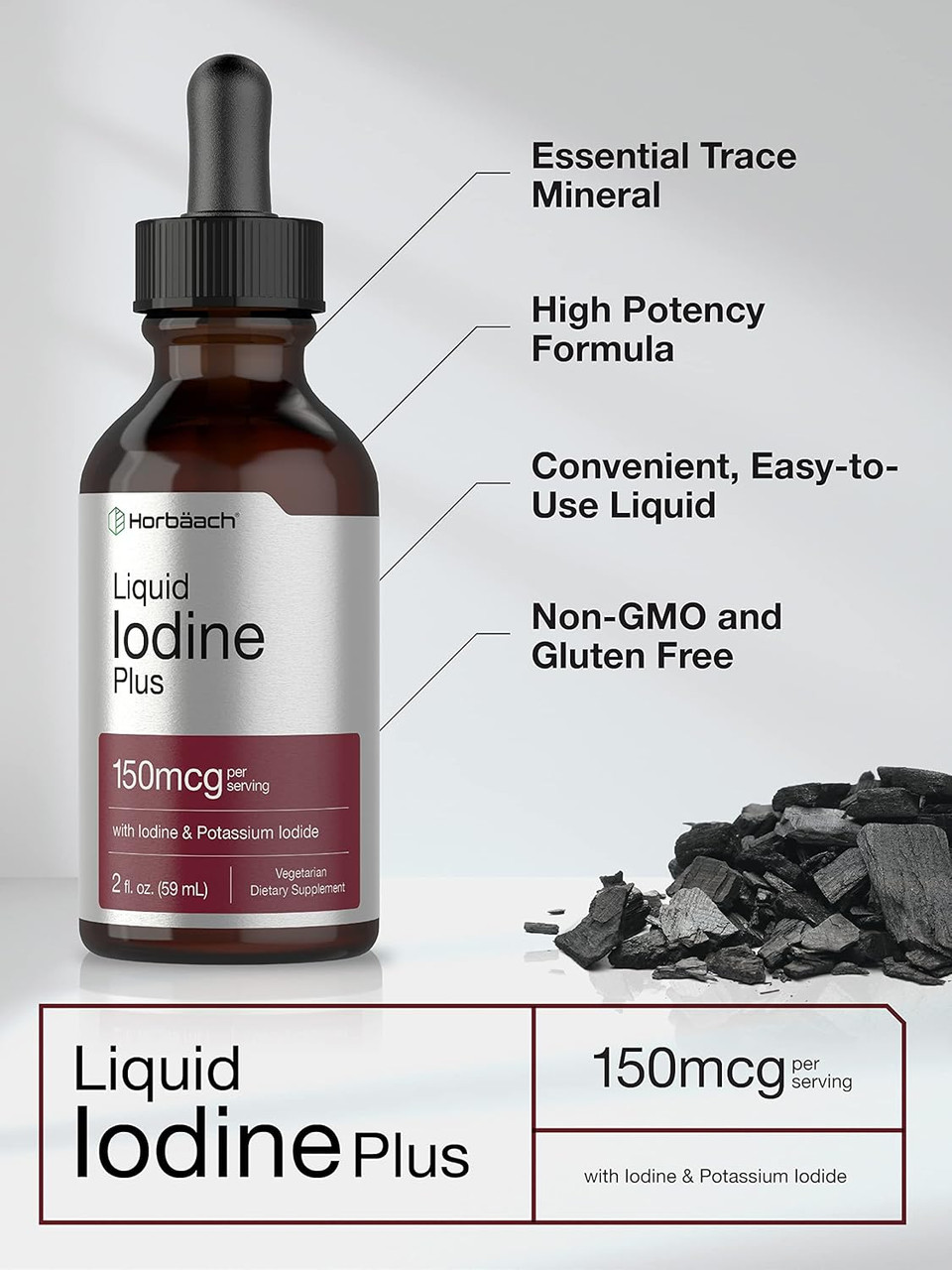 Horbã£Â¤Ach Liquid Iodine Solution Drops | 2 Fl Oz | 150 Mcg | Iodine & Potassium Iodide Supplement | Vegetarian, Non-Gmo, Gluten Free Liquid Tincture