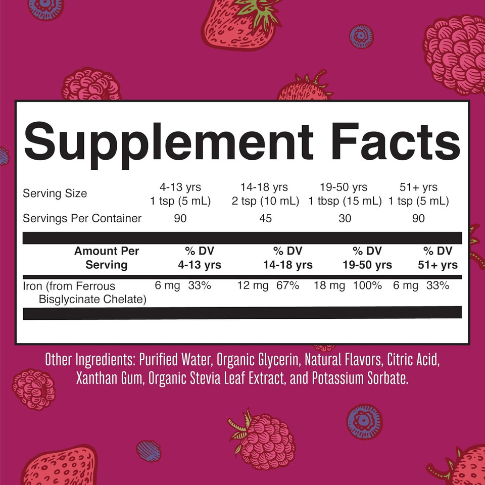 Maryruth Organics Iron Supplement For Women Men & Kids, Liquid Iron Supplement For Women Men & Kids, Iron For Healthy Blood & Oxygen, Ages 4 & Up, Sugar Free, Vegan, Non-Gmo, Gluten Free, 15.22 Fl Oz