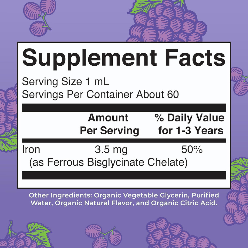 Maryruth Organics Iron Supplement For Toddlers | Liquid Iron Supplement For Children Ages 1-3 | Iron Supplement For Iron Deficiency | Ferrochel | Sugar Free | Vegan | Non-Gmo | Gluten Free | 2 Fl Oz