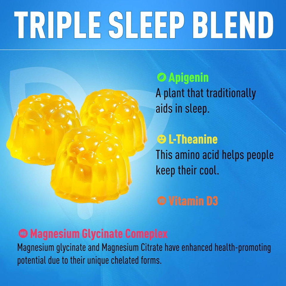 Magnesium Complex Gummies - 800Mg Magnesium Glycinate & Magnesium Citrate, Apigenin & L-Theanine, Magnesium Glycinate Supplements For Adults & Kids, Full Asleep Naturally, Muscle Cramps(60 Count)