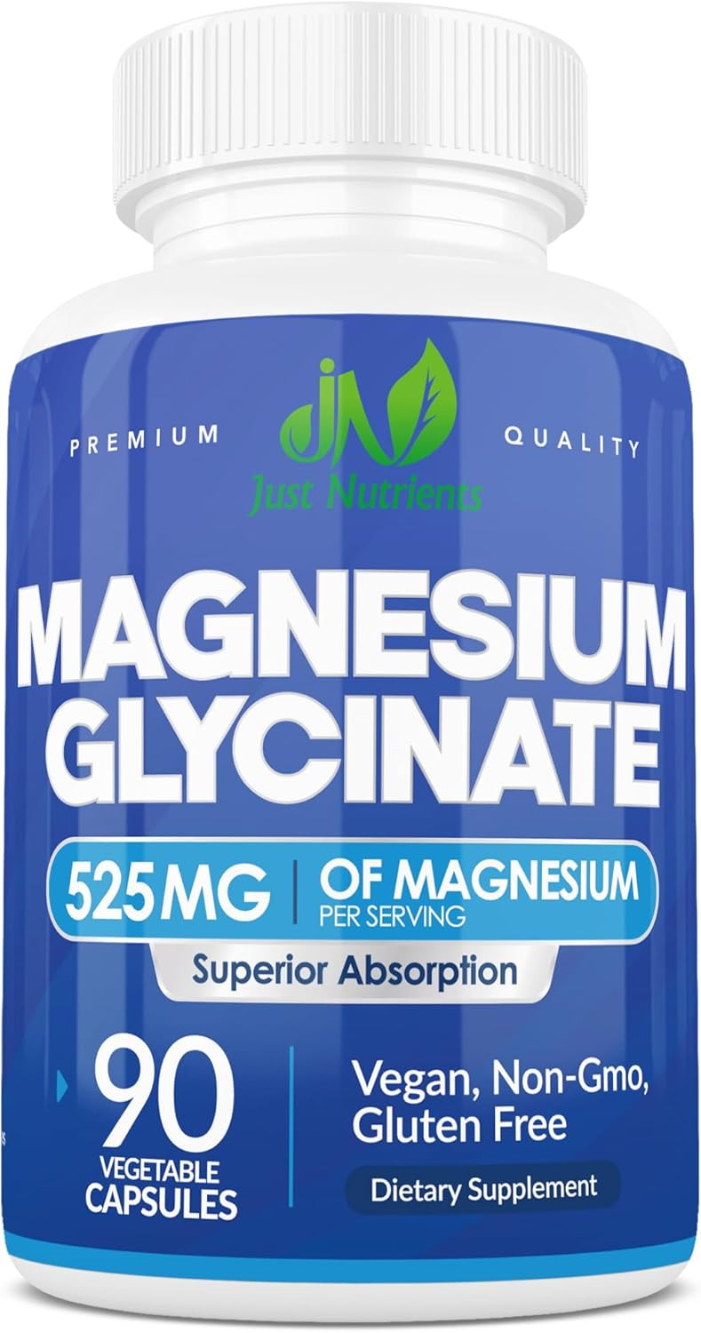 Magnesium Glycinate 525Mg - Over 500Mg Of Premium Elemental Magnesium Glycinate For Sleep, Immunity, Heart, Bones, Muscles, Digestion - Maximum Absorption, Non-Gmo - 90 Count