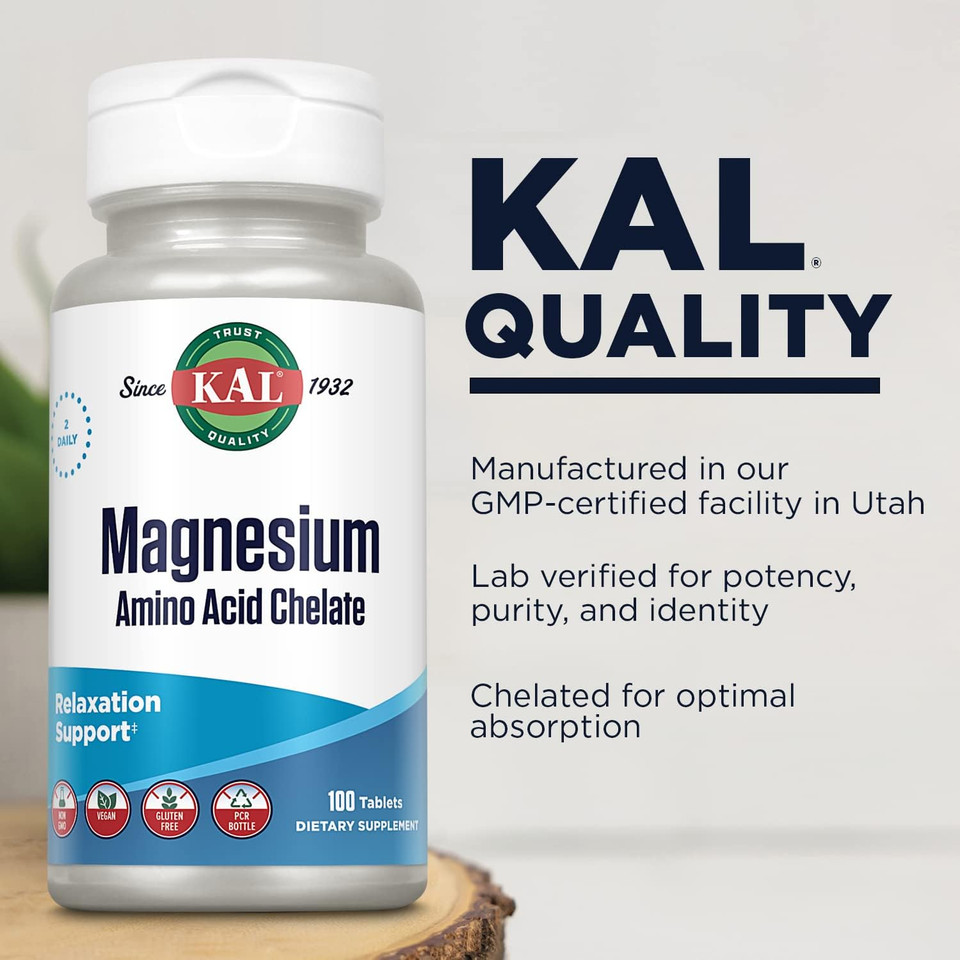 Kal 220 Mg Magnesium Chelated Tablets, 100 Count
