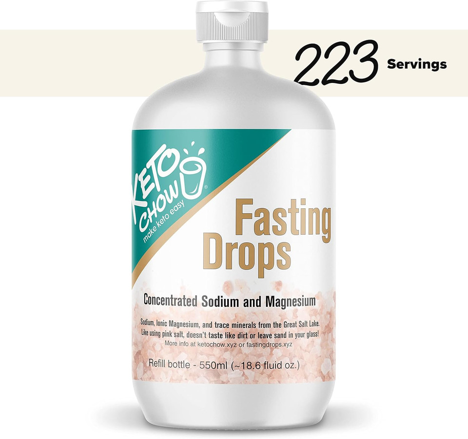 Keto Chow Fasting Drops | Sodium And Ionic Magnesium Fasting Supplement | Intermittent Fasting Mineral Supplements | Electrolyte Replenisher | (550Ml/18.6 Bottle)