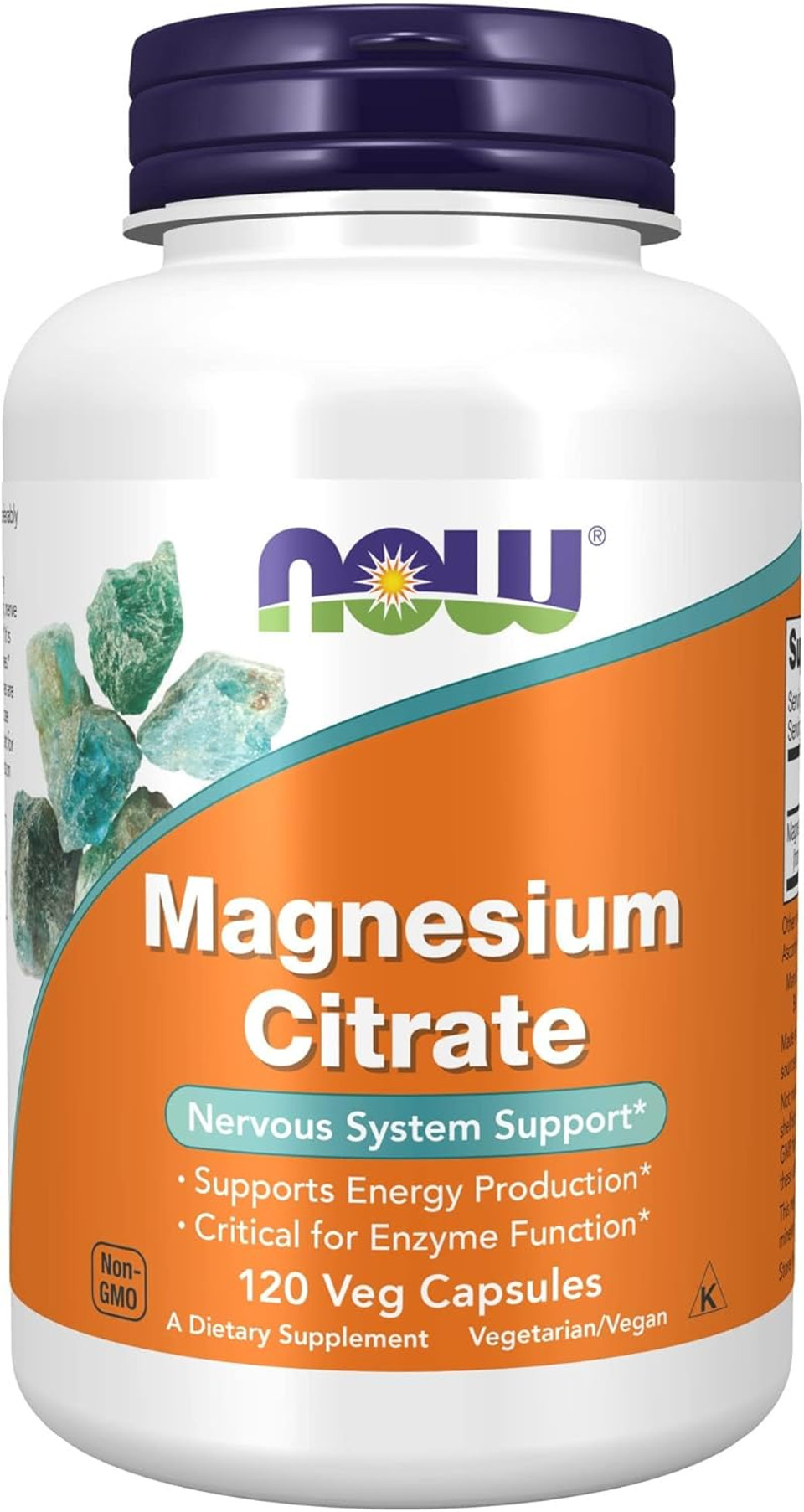 Now Supplements, Magnesium Citrate, Enzyme Function*, Nervous System Support*, 120 Veg Capsules