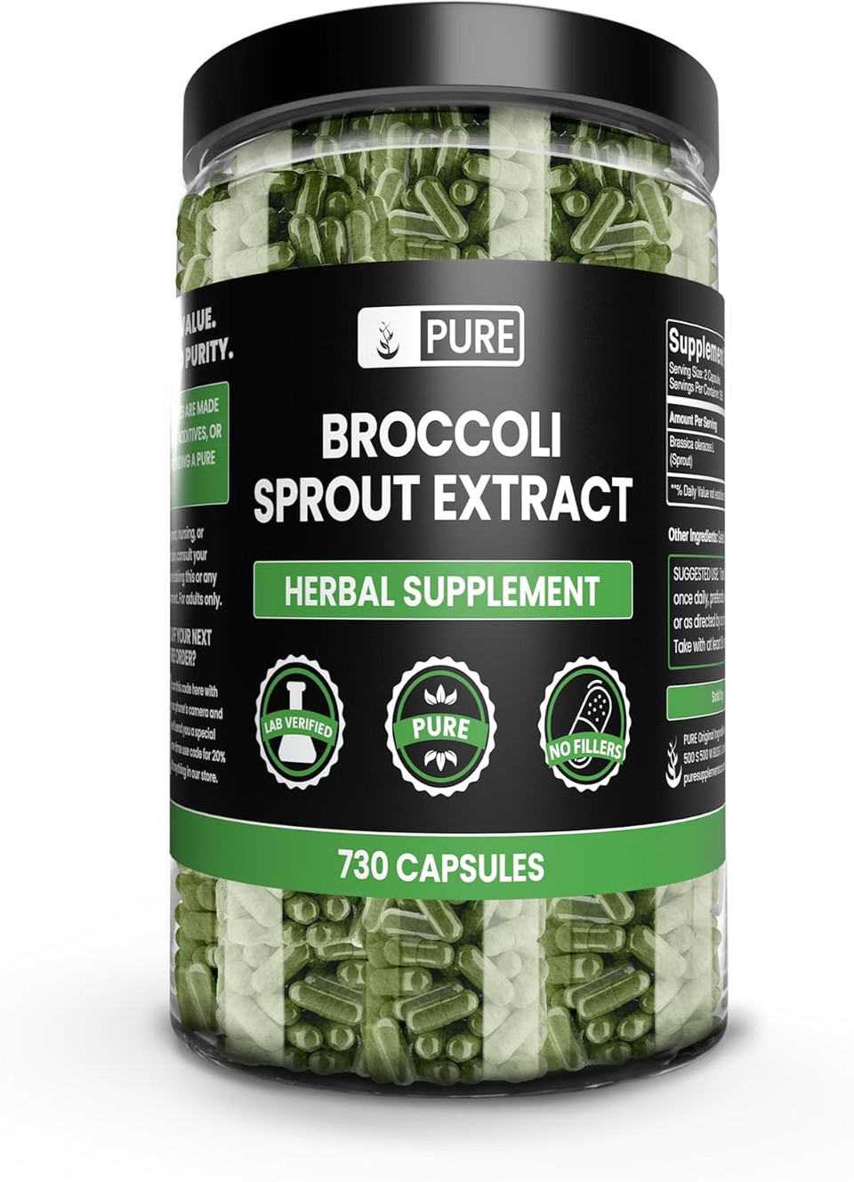 Pure Original Ingredients Broccoli Extract (730 Capsules) No Magnesium Or Rice Fillers, Always Pure, Lab Verified