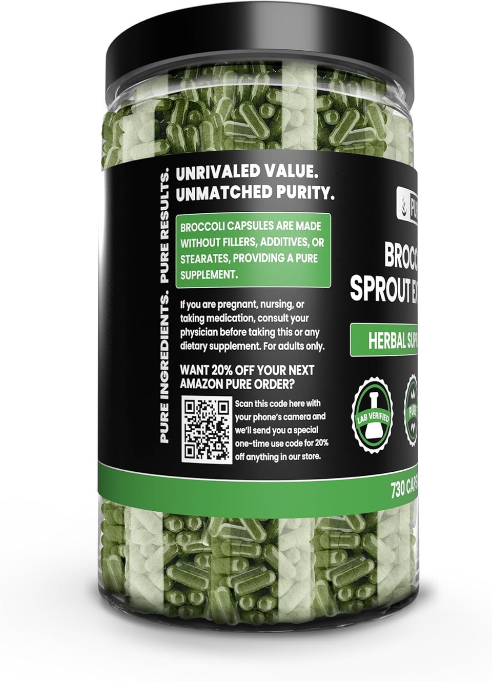 Pure Original Ingredients Broccoli Extract (730 Capsules) No Magnesium Or Rice Fillers, Always Pure, Lab Verified