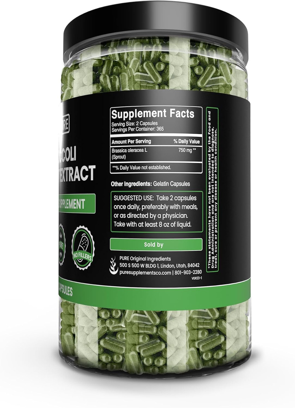 Pure Original Ingredients Broccoli Extract (730 Capsules) No Magnesium Or Rice Fillers, Always Pure, Lab Verified