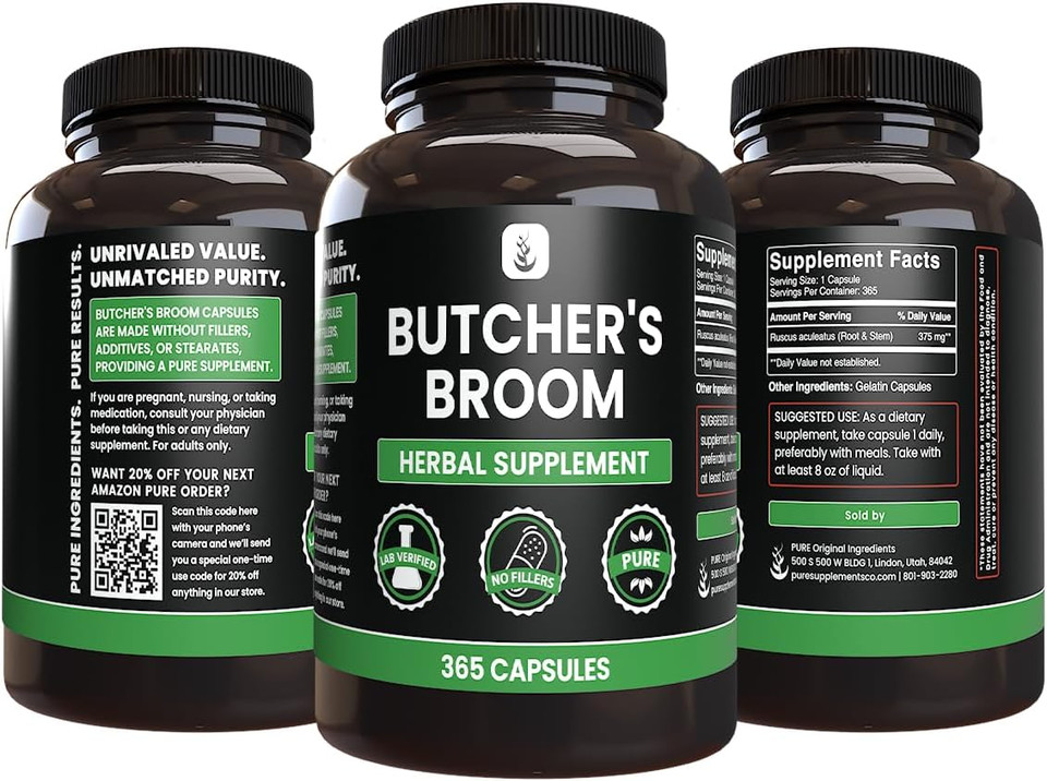 Pure Original Ingredients Butcher'S Broom (365 Capsules), No Magnesium Or Rice Fillers, Always Pure, Lab Verified