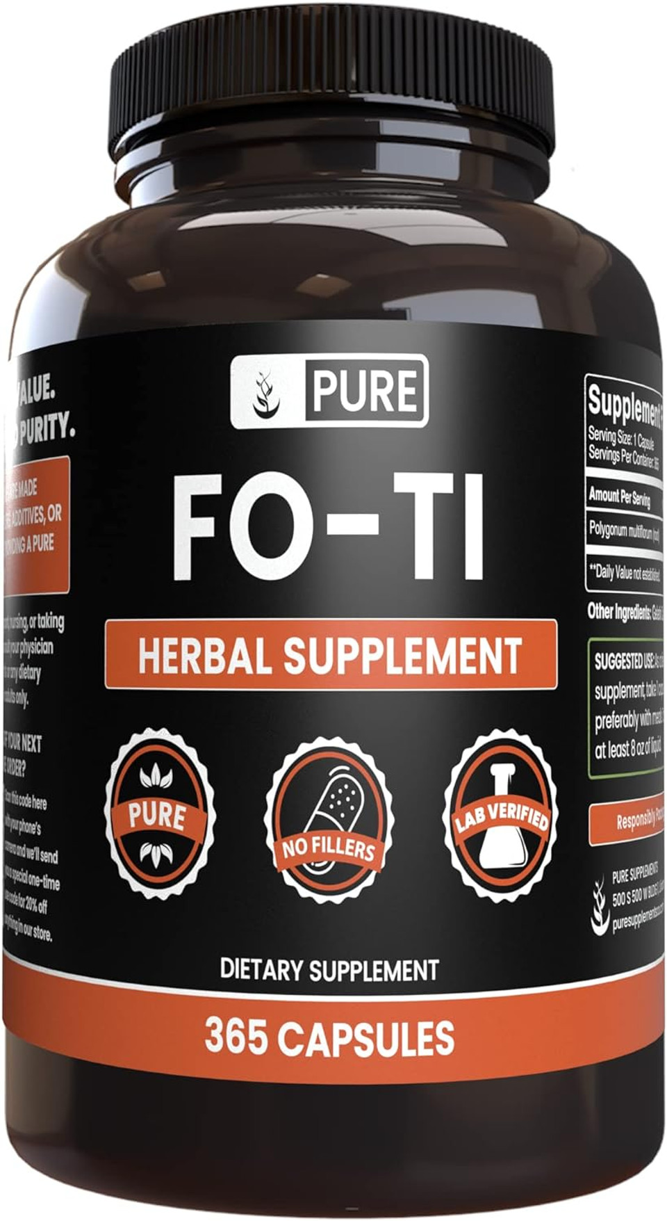 Pure Original Ingredients Fo-Ti (365 Capsules) No Magnesium Or Rice Fillers, Always Pure, Lab Verified