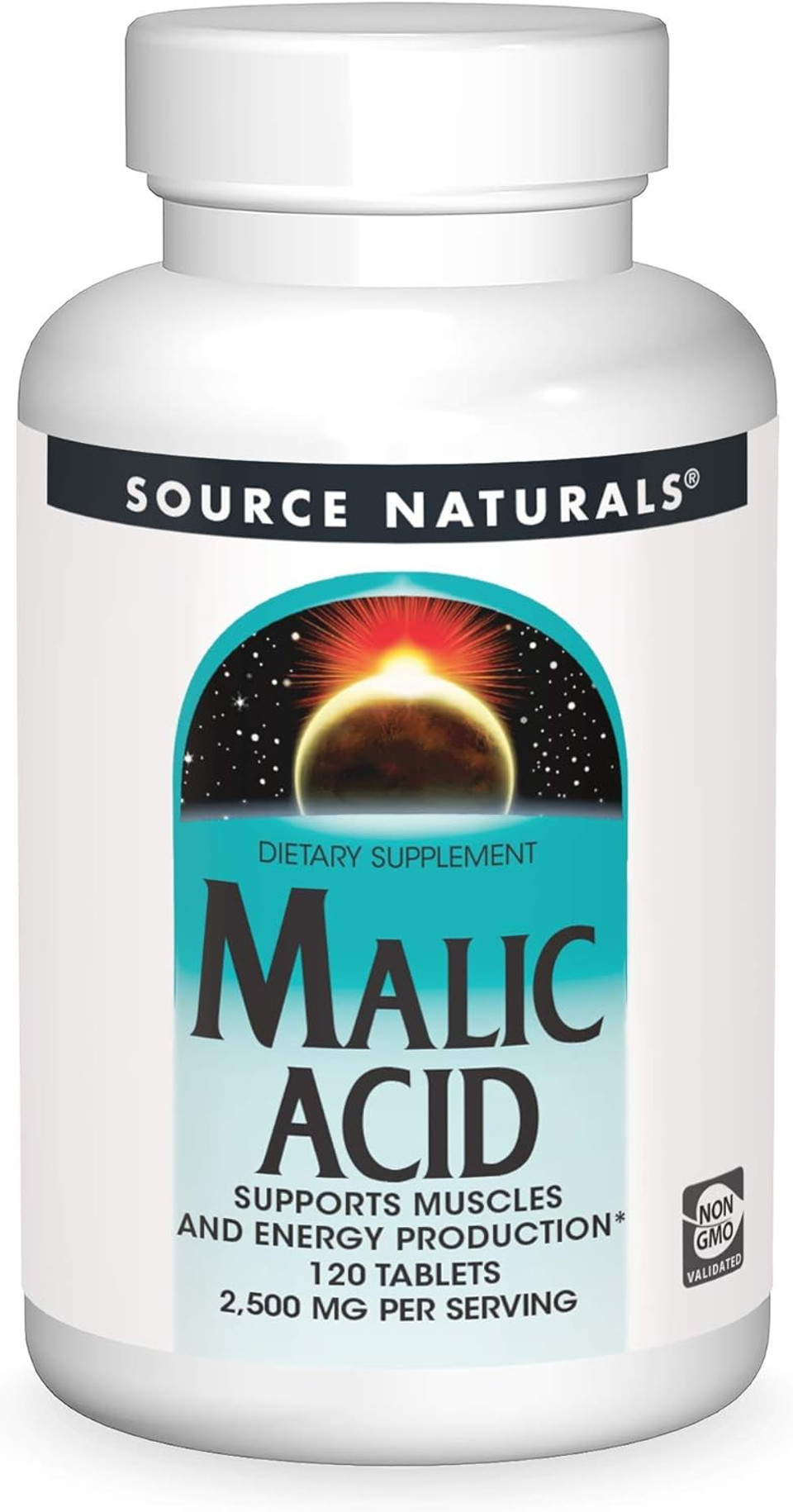 Source Naturals Malic Acid, Supports Muscles And Energy Production*, 2,500 Mg - 120 Tablets