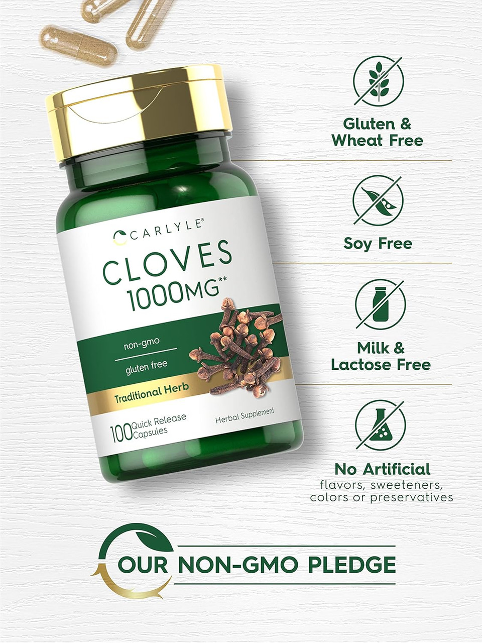 Carlyle Cloves Supplement | 1000Mg | 100 Capsules | Non-Gmo, Gluten Free