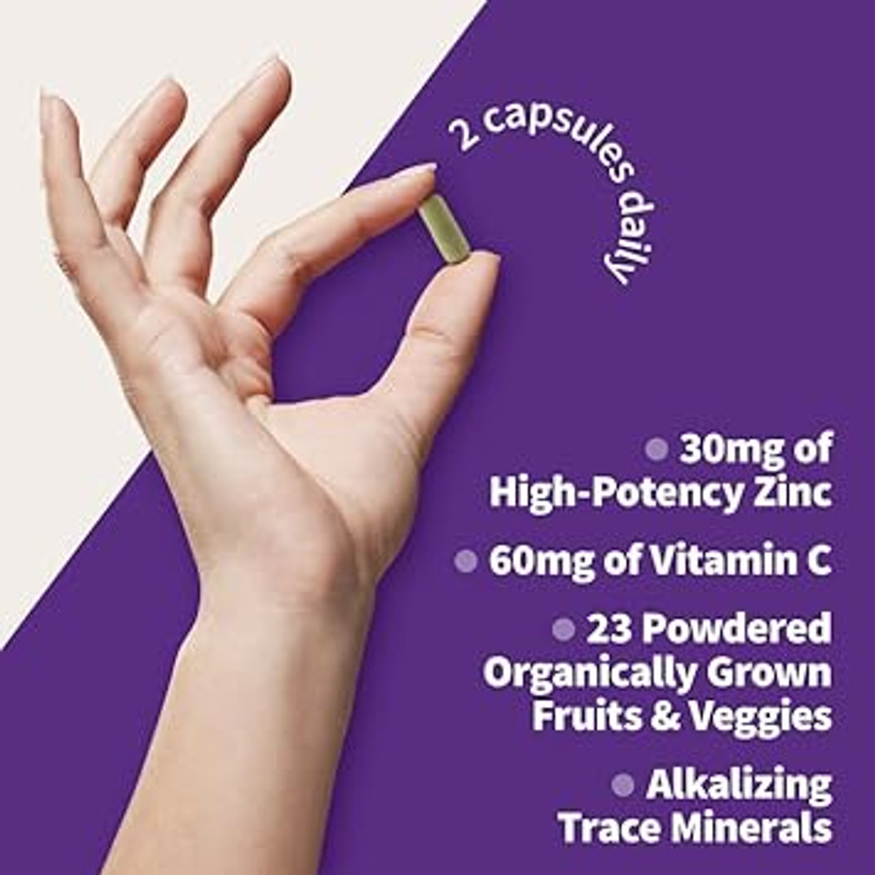 Garden Of Life Zinc Supplements 30Mg High Potency Raw Zinc And Vitamin C Multimineral Supplement, Vitamin Code Vitamins Trace Minerals & Probiotics For Skin Health & Immune Support, 60 Vegan Capsules