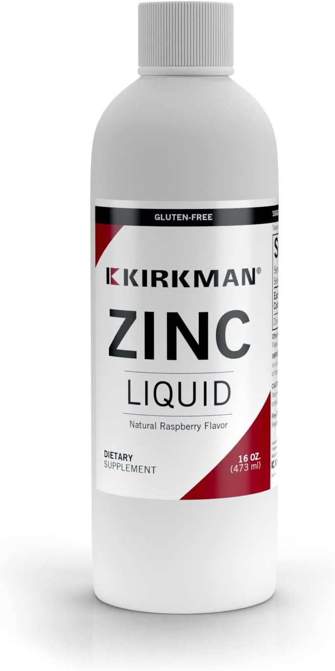 Kirkman  Zinc Liquid - New Formulation  16 Oz  Flavored With Natural Raspberry  Free Of Common Allergens
