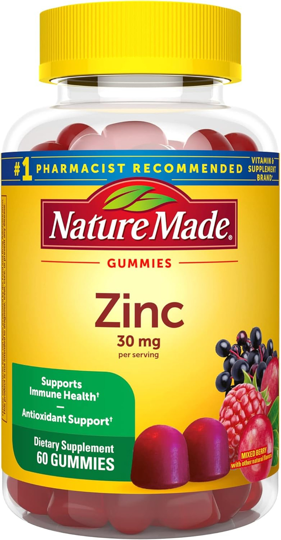 Nature Made Extra Strength Zinc Supplements 30 Mg, Dietary Supplement For Immune Health And Antioxidant Support, 60 Zinc Gummies, 30 Day Supply Nature Made Extra Strength Zinc Supplements 30 Mg, Dietary Supplement For Immune Health And Antioxidant Support, 60 Zinc Gummies, 30 Day Supply