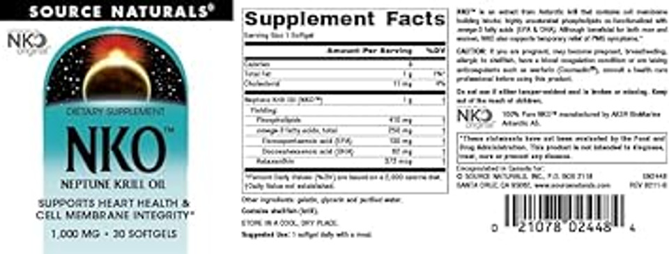 Source Naturals Nko Neptune Krill Oil, Supports Heart Health And Cell Membrane Integrity* - 30 Softgels