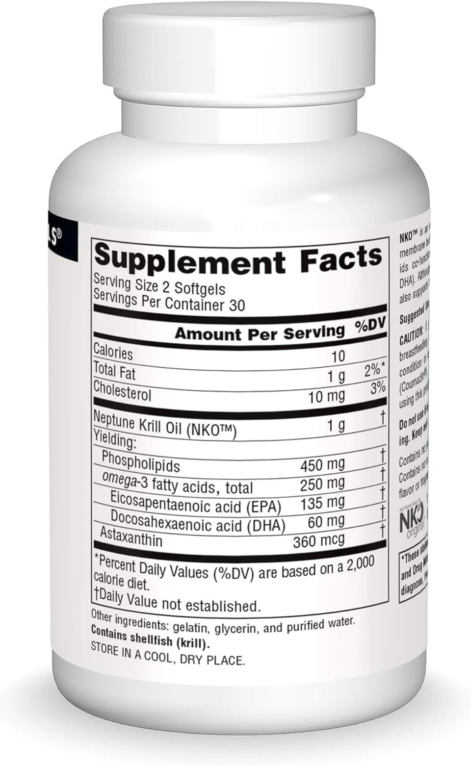 Source Naturals Nko Neptune Krill Oil, Supports Heart Health & Cell Membrane Integrity* 500 Mg - 60 Softgels