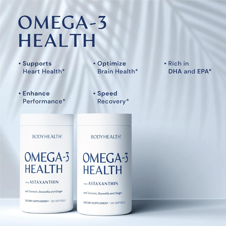 Bodyhealth Omega 3 Health (120 Soft Gels), Fish Oil Supplement, Heart Health, Brain Health, Fish Oil Pills, Omega 3 Fatty Acid Supplements, Omega 3 Fish Oil Vitamins, 2 Month Supply