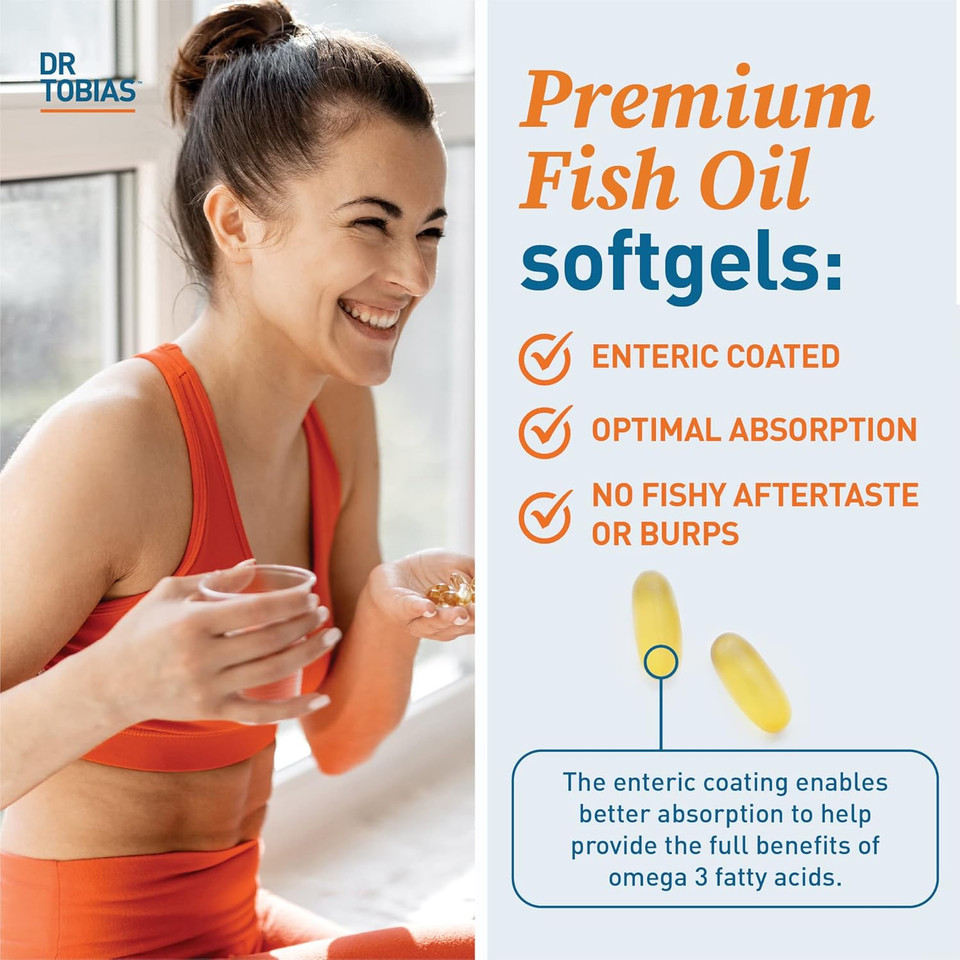 Dr. Tobias Omega 3 Fish Oil, 2000Mg Triple Strength Omega 3 Supplement With 800Mg Epa 600Mg Dha Per Serving, Fish Oil Omega 3 Supplements For Heart, Brain & Immune Support, 180 Softgels, 90 Servings