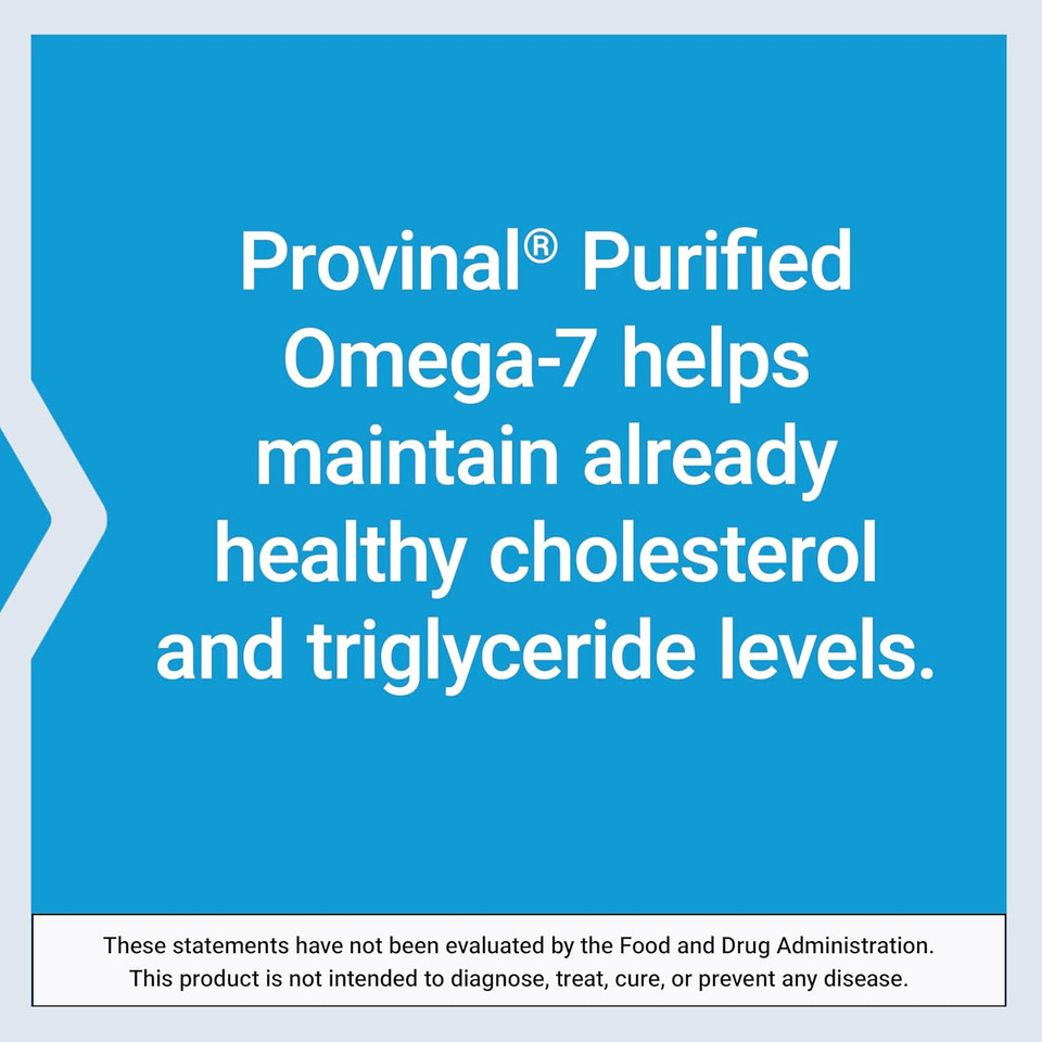 Provinal Purified Omega-7 - Daily Essential Omega 7 Fatty Acids Supplement, Palmitoleic Acid Fish Oil For Heart Health & Inflammation Management - Gluten-Free, Non-Gmo - 30 Softgels Month Supply