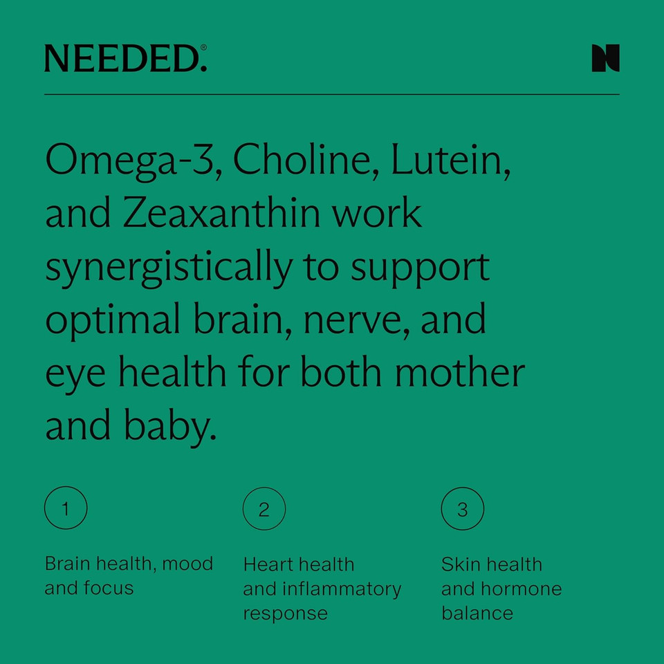 Needed Vegan Omega 3 Dha Epa Supplement - Delivers 500Mg Of Omega-3 Dha & Epa And 100Mg Of Choline, Encased In Veg Capsule, Sustainably Sourced From Algae Oil, Daily Dose Of 2 Capsules, 30-Day Supply