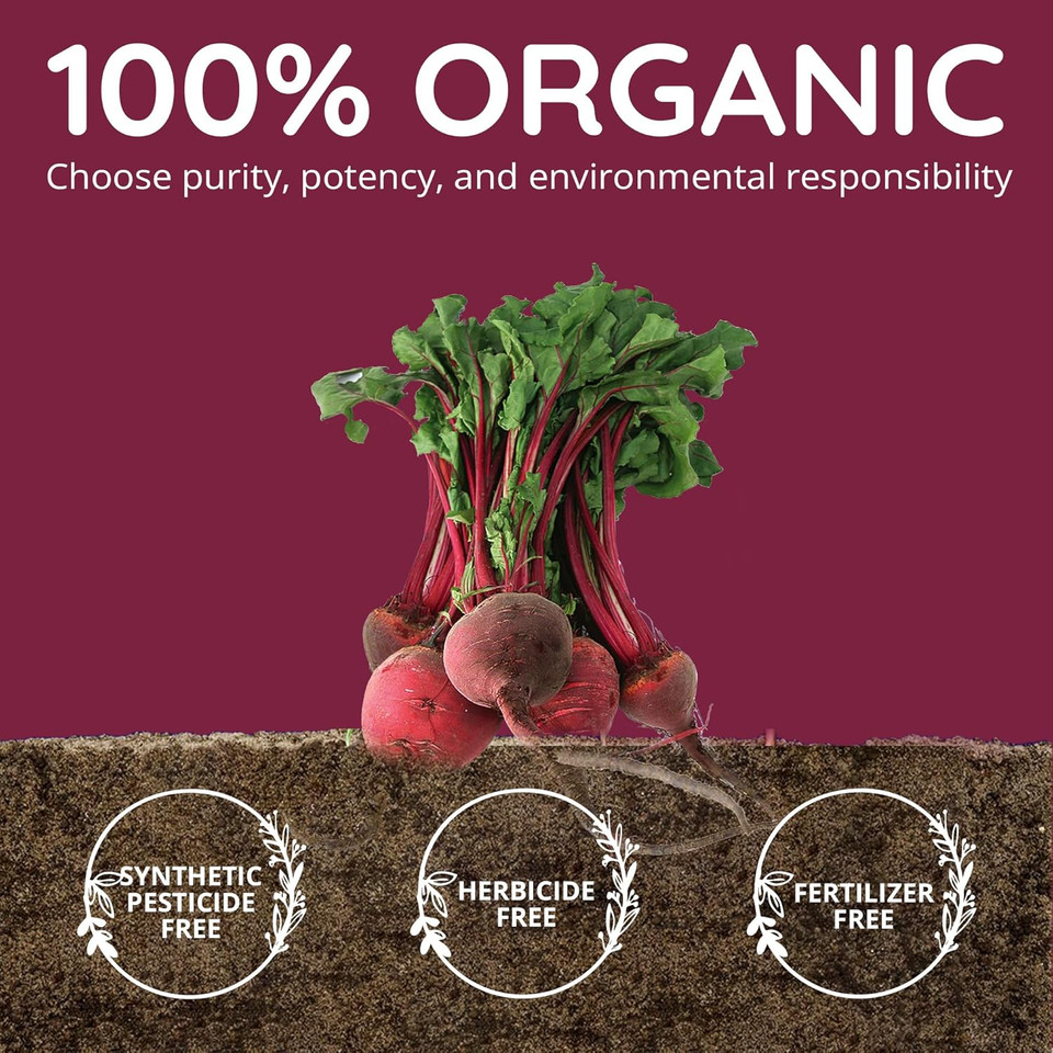 Organic Beet Root Capsules [1,300Mg Superfood] - Blood Pressure Support Supplements, Beet Root Powder - Nitric Oxide Supplement, Blood Flow & Blood Circulation | Antioxidant, Brain Food | Vegan, 60 Ct