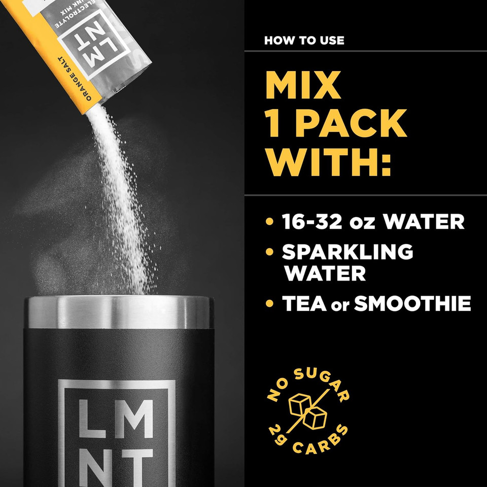 Lmnt Zero Sugar Electrolytes - Orange Salt | Drink Mix | 30 Count