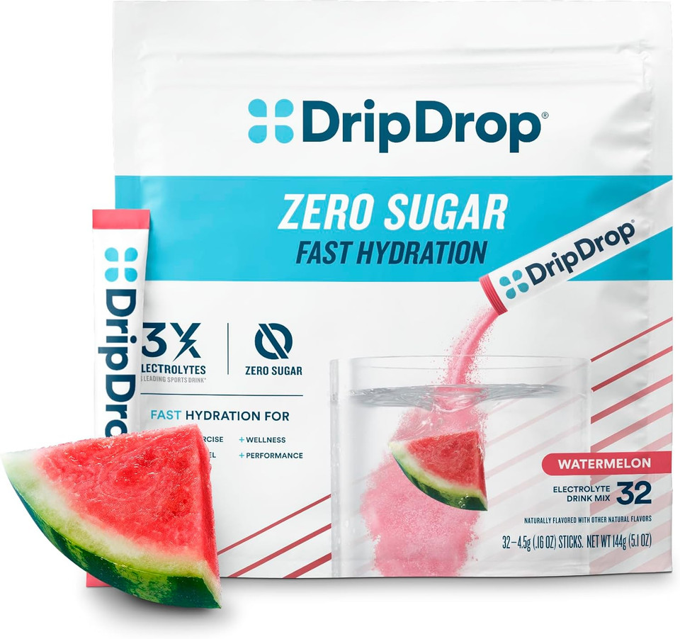 Dripdrop Hydration - Zero Sugar Electrolyte Powder Packets Keto - Watermelon - 32 Count Dripdrop Hydration - Zero Sugar Electrolyte Powder Packets Keto - Watermelon - 32 Count