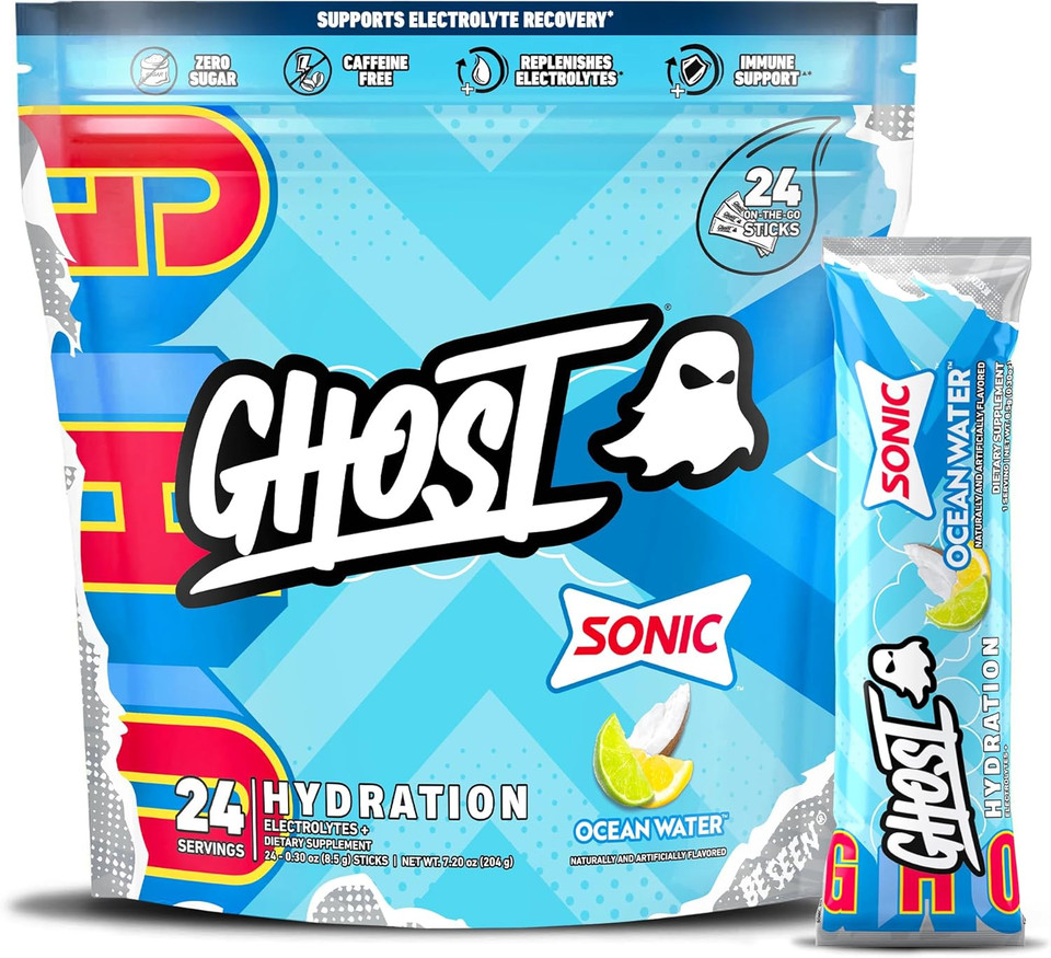 Ghost Hydration, Lemon Crush, 40 Serv, Electrolyte Powder - Drink Mix Supplement With Magnesium, Potassium, Calcium, Vitamin C & Taurine For Energy & Endurance - Vegan, Free Of Soy, Sugar & Gluten