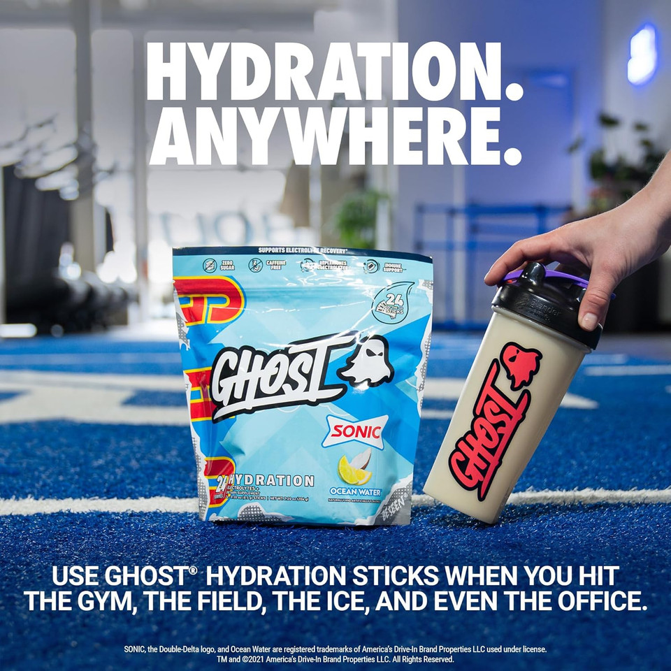 Ghost Hydration, Lemon Crush, 40 Serv, Electrolyte Powder - Drink Mix Supplement With Magnesium, Potassium, Calcium, Vitamin C & Taurine For Energy & Endurance - Vegan, Free Of Soy, Sugar & Gluten