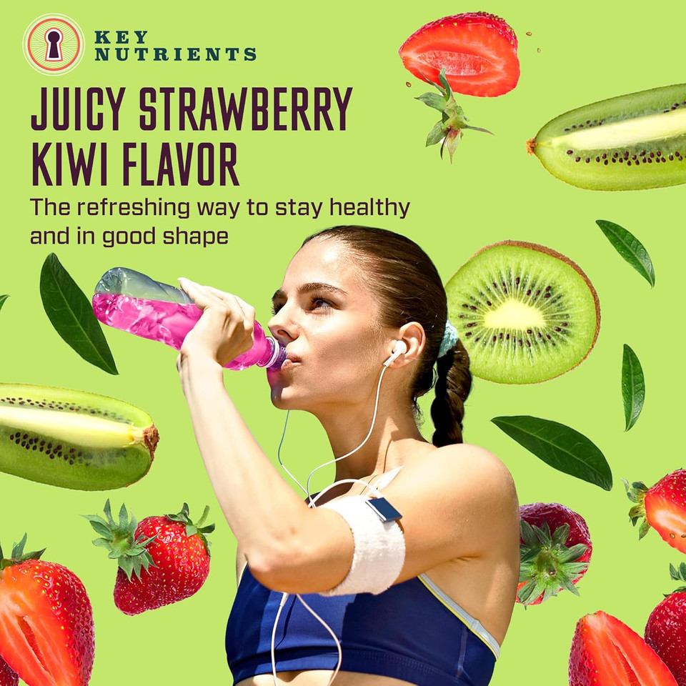 Key Nutrients Multivitamin Electrolytes Powder No Sugar - Juicy Strawberry Kiwi Post Workout And Recovery Electrolyte Powder - Hydration Powder - No Calories, Keto Electrolytes Powder - 90 Servings