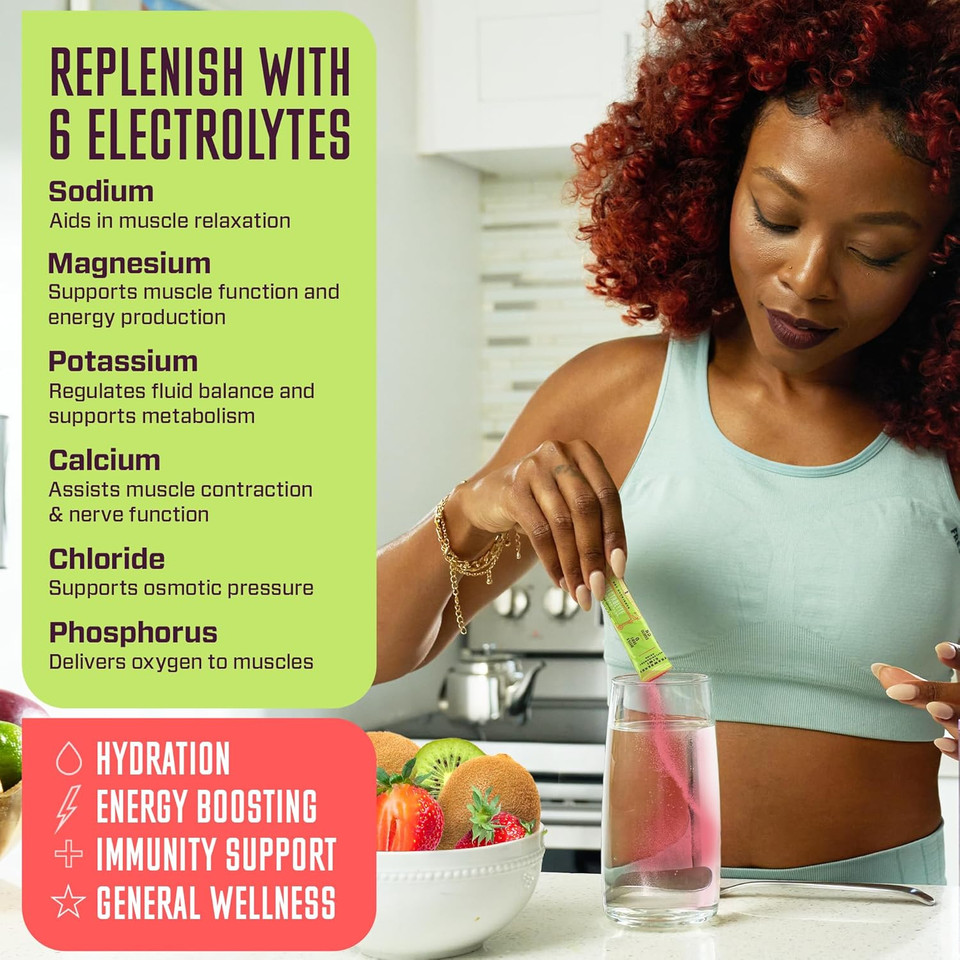 Key Nutrients Multivitamin Electrolytes Powder No Sugar - Juicy Strawberry Kiwi Post Workout And Recovery Electrolyte Powder - Hydration Powder - No Calories, Keto Electrolytes Powder - 90 Servings