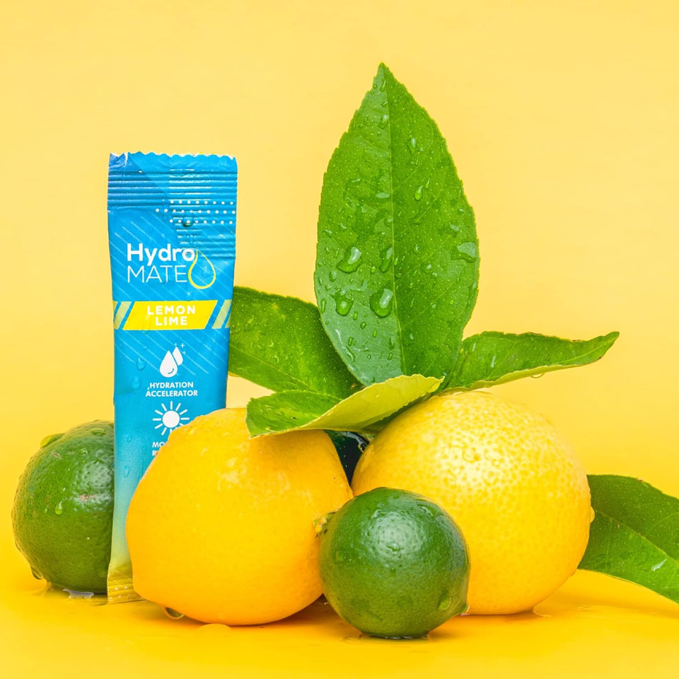 Hydromate Electrolytes Powder Packets Lemon Low Sugar Hydration Accelerator Electrolyte Drink Mix Party Favors For Fast Liquid Dehydration Relief With Vitamin C 30 Count