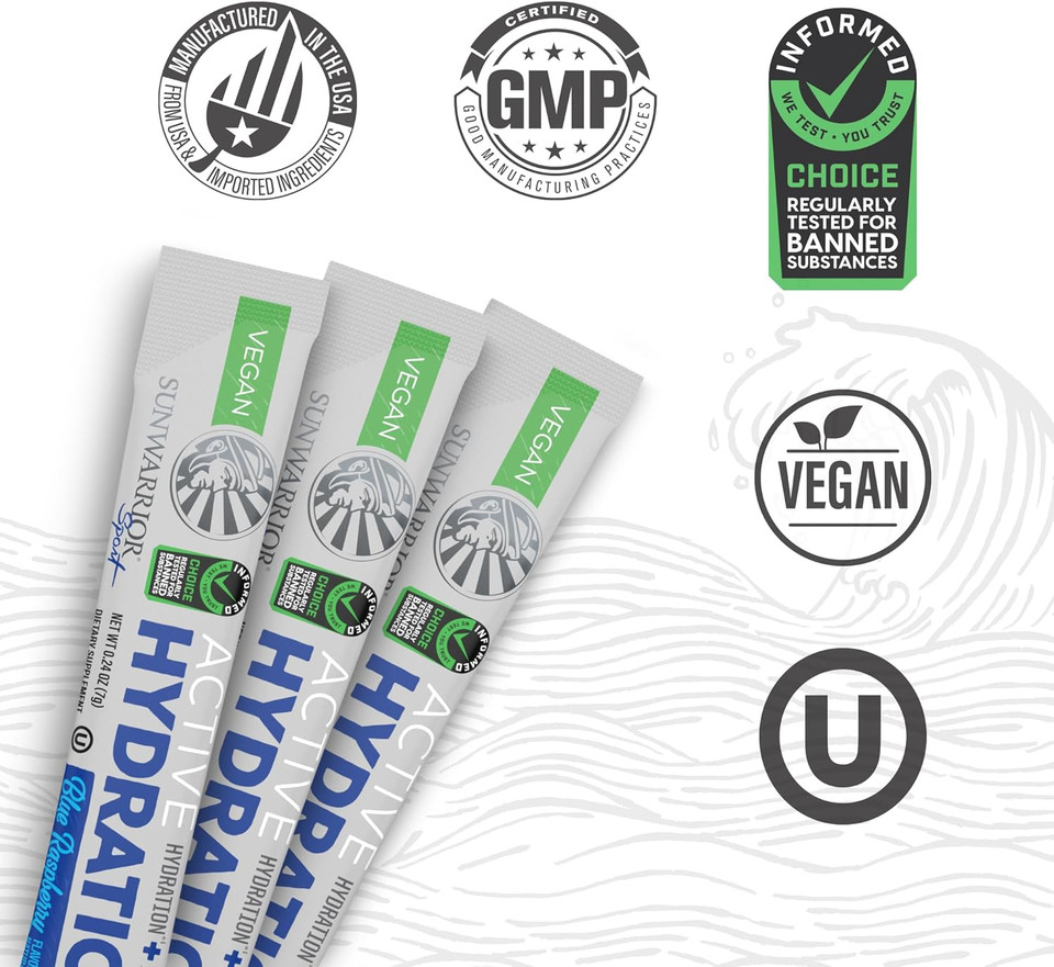 Sunwarrior Hydration Powder Electrolyte Packets Powder | Blue Raspberry Flavored | 18 Stick Packs 126G Pouch | Vegan And Plant-Based Sugar Free | B12 Elderberry And Electrolytes | Active Hydration Sunwarrior Hydration Powder Electrolyte Packets Powder | Blue Raspberry Flavored | 18 Stick Packs 126G Pouch | Vegan And Plant-Based Sugar Free | B12 Elderberry And Electrolytes | Active Hydration