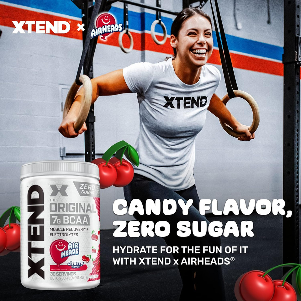 Xtend Original Bcaa Powder Airheads Cherry | Zero Carb, Zero Sugar - Post Workout Muscle Recovery Drink With Amino Acids - 7G Bcaas For Men & Women | 30 Servings, Airheads Cherry