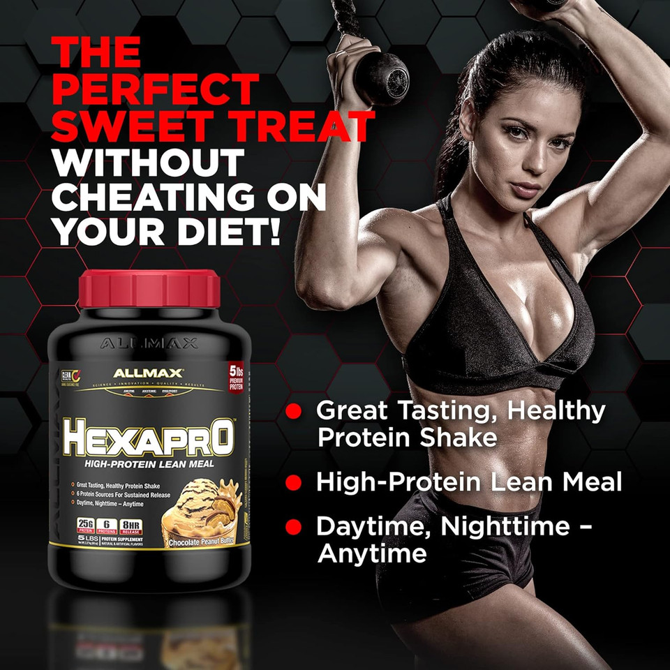 Allmax Hexapro, French Vanilla - 5 Lb - 25 Grams Of Protein Per Serving - 8-Hour Sustained Release - Zero Sugar - 52 Servings