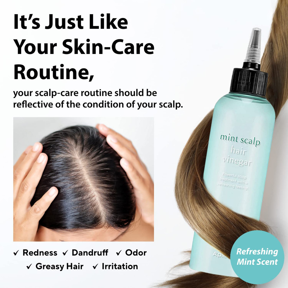 A'Pieu Mint Scalp Hair Vinegar, 6.76 Fl Oz - Refreshing Scalp Treatment For Oily Hair, Hydrating, Ph Balancing, Clarifying Hair Care