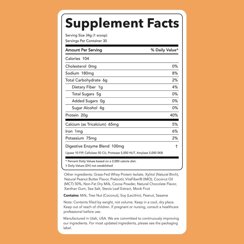 Clean Simple Eats Chocolate Peanut Butter Whey Protein Powder, Natural Sweetened And Cold-Processed Whey Protein Powder, 20 Grams Of Protein (30 Servings)