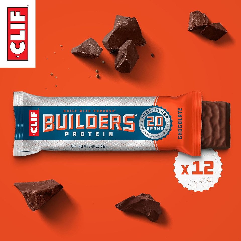 Clif Builders - Chocolate Flavor - Protein Bars - Gluten-Free - Non-Gmo - Low Glycemic - 20G Protein - 2.4 Oz. (12 Count) (Pack Of 2)