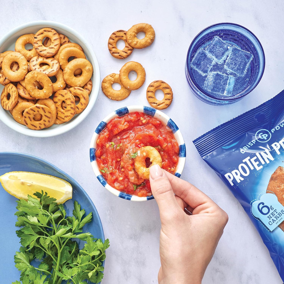 Crisp Power High Protein Pretzel Crisps - 6 Pack X 1.75 Oz Crunchy & Flavorful Plant-Based Snack. No Sugar, 28G Protein Per Pack In 3 Savory Flavors, Vegan, Keto Friendly, Non-Gmo, Kosher Non-Dairy (1.75 Ounce (Pack Of 6), Sea Salt)