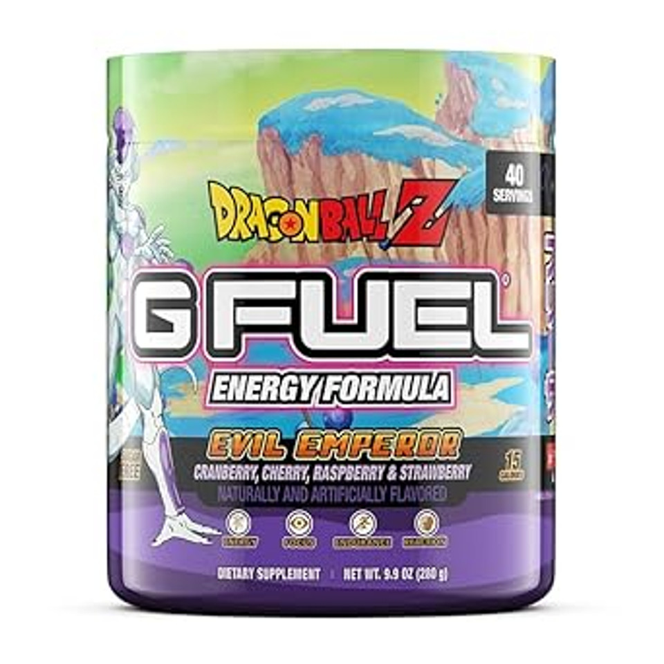 G Fuel Dragon Ball Z Energy Powder, Sugar Free, Clean Caffeine Focus Supplement, Water Mix, Berry Medley Flavor, Focus Amino, Vitamin + Antioxidant Blend, 9.9 Oz (40 Servings)