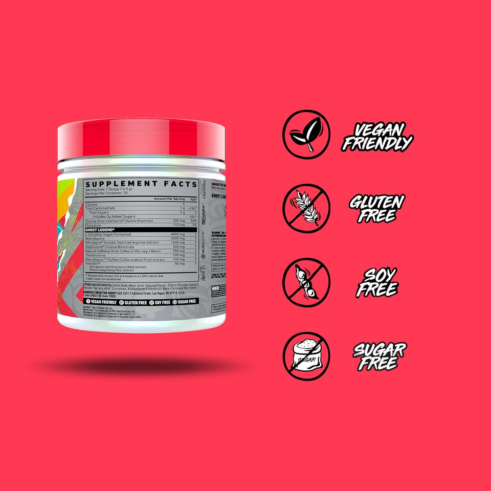 Ghost Legend V3 Pre-Workout Powder, Lemon Crush - 30 Servings  Pre-Workout For Men & Women With Caffeine, L-Citrulline, & Beta Alanine For Energy & Focus - Free Of Soy, Sugar & Gluten, Vegan